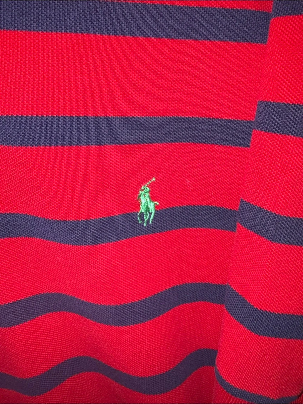 Ralph Lauren Red and Navy Horizontal Stripe Polo